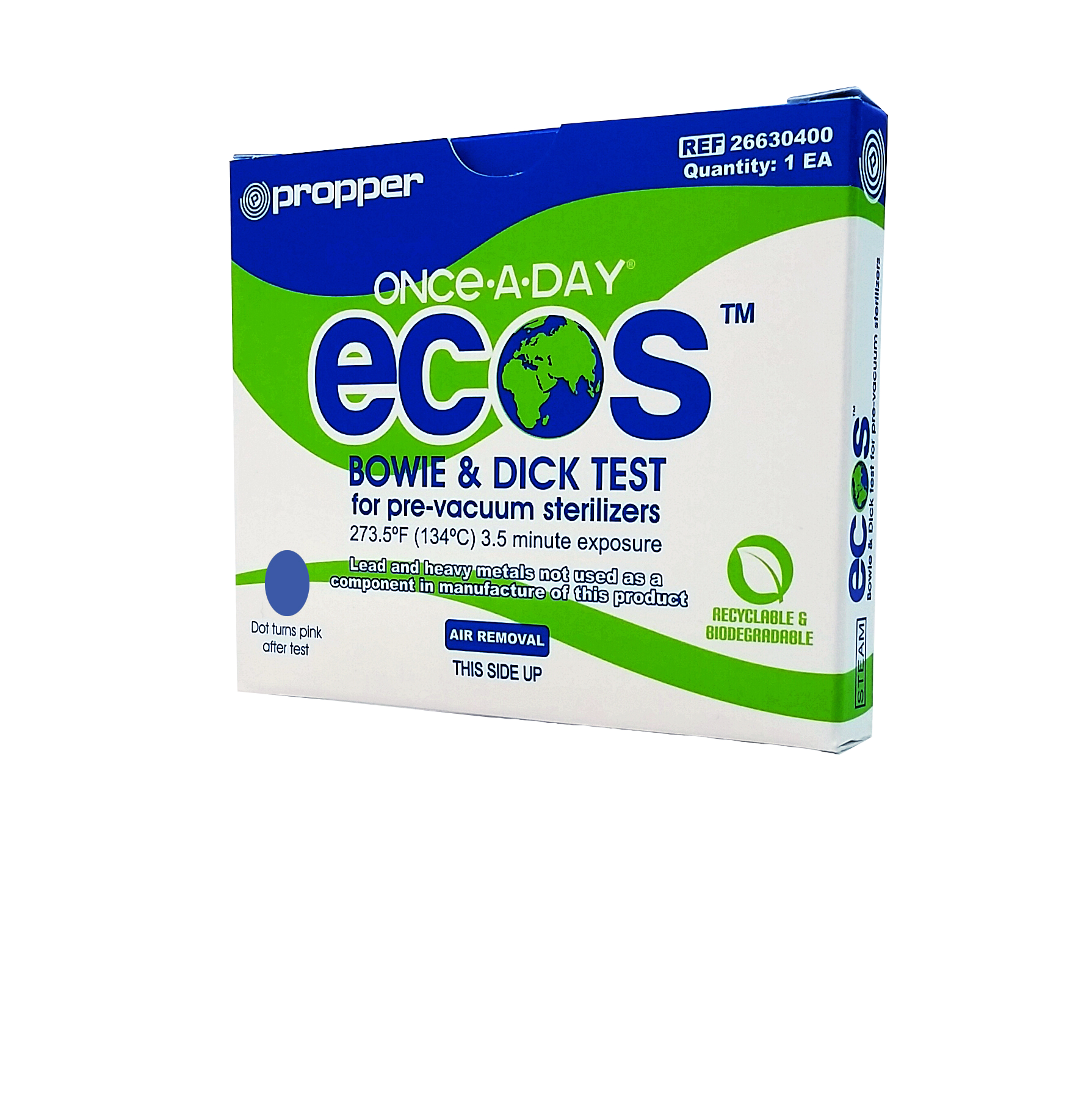 Once-A-Day Ecos Bowie-Dick Test Packs - Box of 30