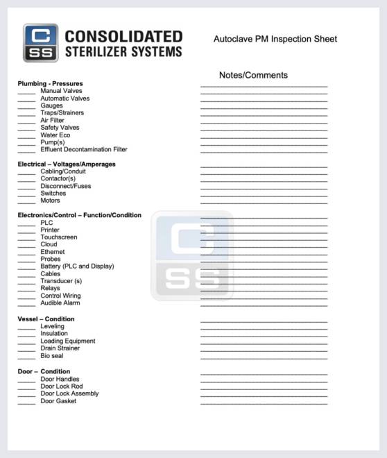 Download the Maintenance Log Sheet - Consolidated Sterilizer Systems